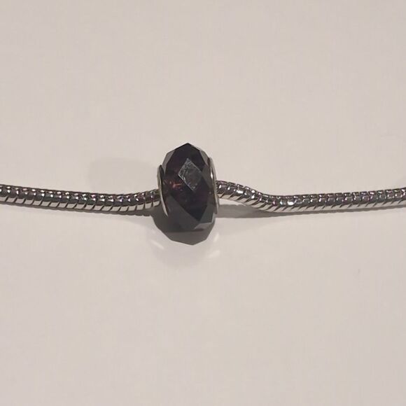 Silver Dark Purple Faceted Charm for‎ Pandora Style Bracelet - Picture 5 of 5